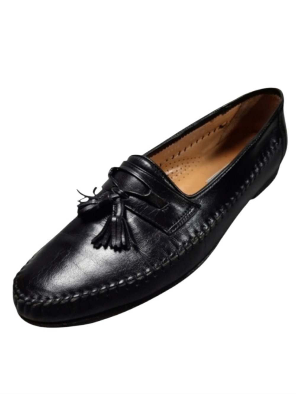 Bruno Magli VTG Jules Black Leather Tassel Slip-On Shoe SZ 12M